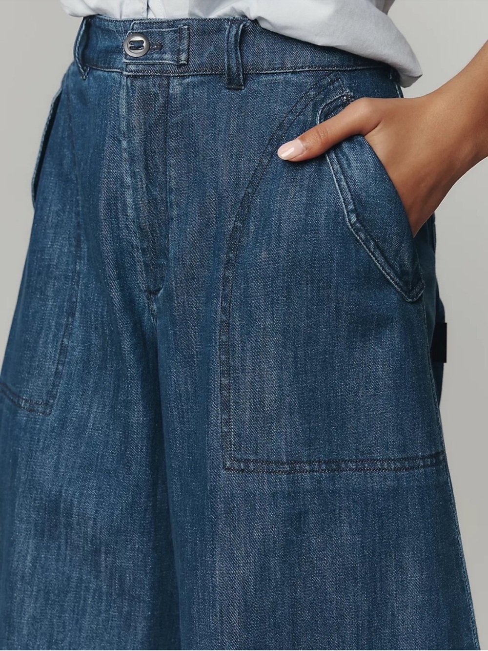 Pilcro Wide-Leg Denim Jeans in Deep Blue extra wide size 29 Anthropologie - Picture 4 of 8